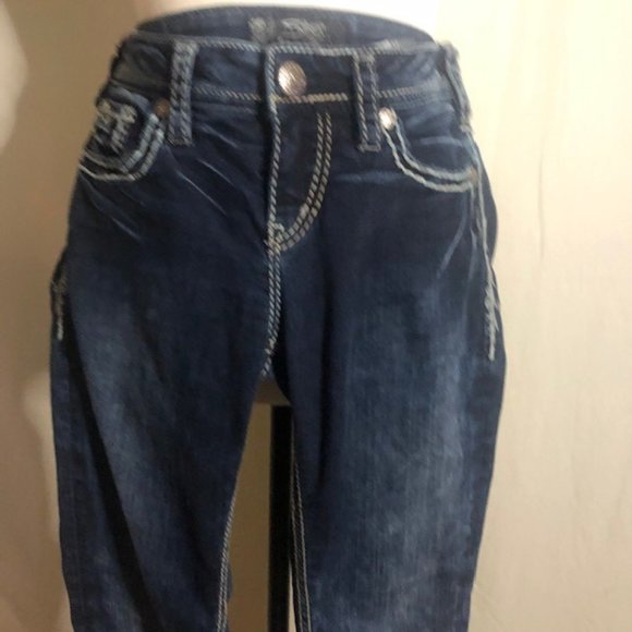 Women's Silver Aiko Flap Skinny Jeans Size 29/28 - Picture 2 of 7